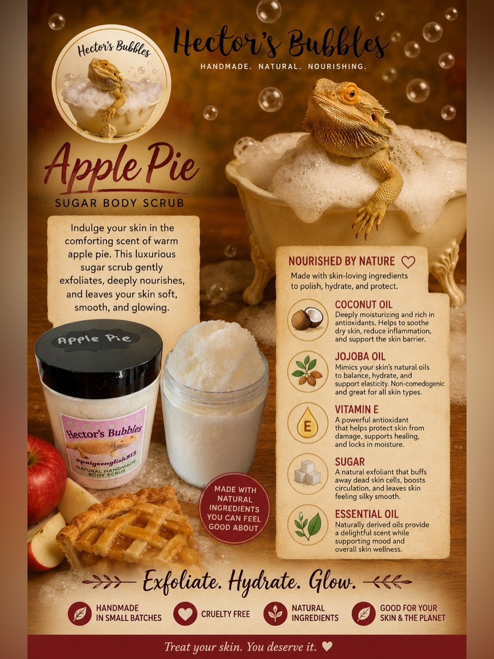 Handmade Sugar Scrub. Apple Pie.